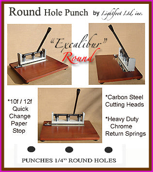 "EXCALIBUR" Round 1/4" 3-HOLE PUNCH WITH 5 FREE PEGBAR